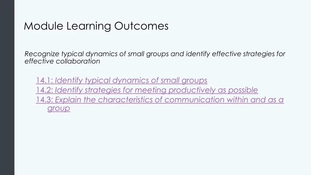 module learning outcomes