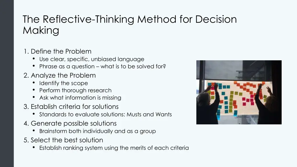 the reflective thinking method for decision making
