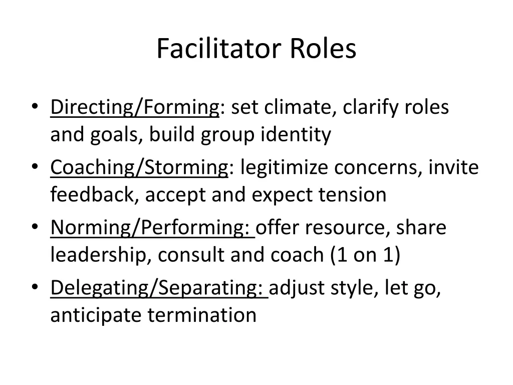 facilitator roles