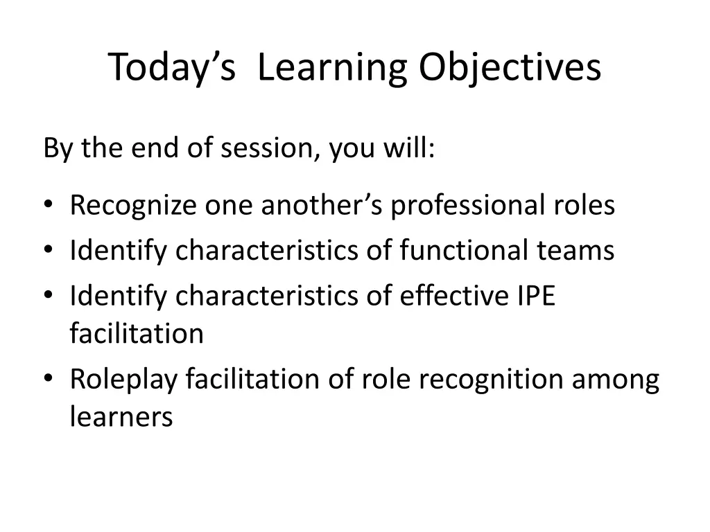 today s learning objectives