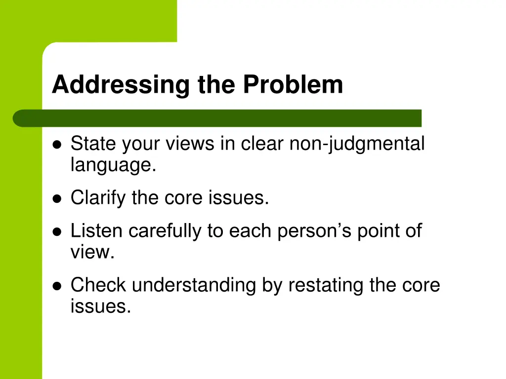 addressing the problem