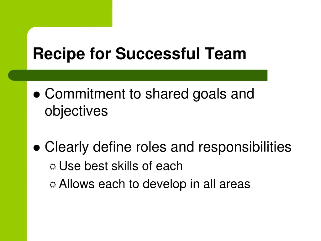 recipe for successful team