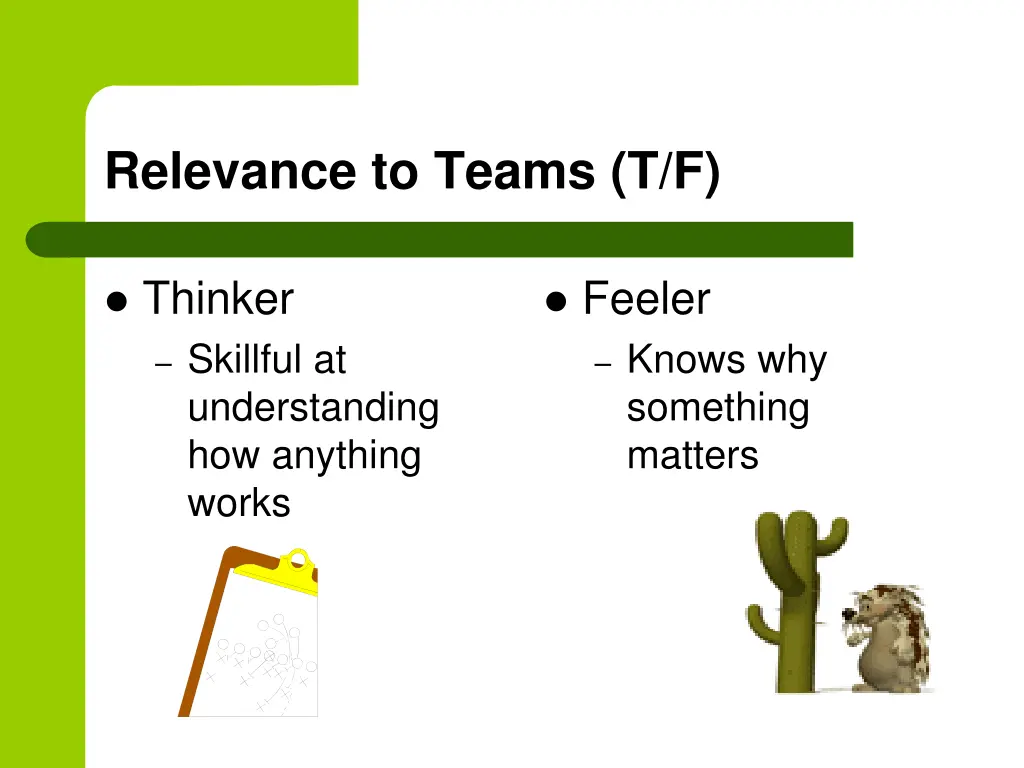 relevance to teams t f
