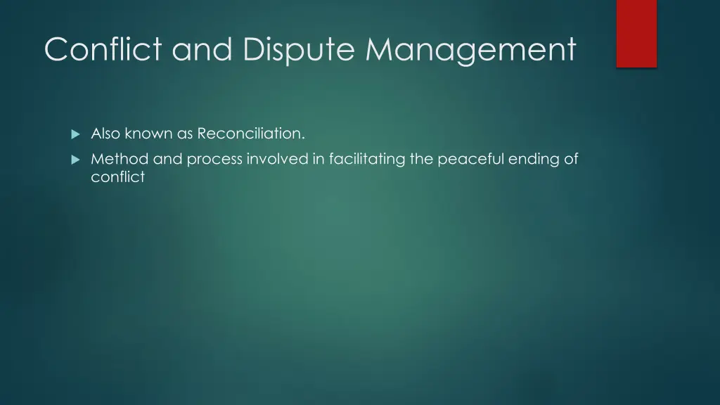 conflict and dispute management
