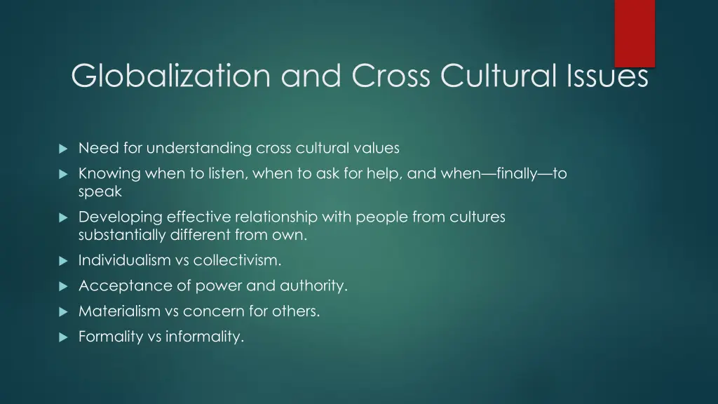 globalization and cross cultural issues
