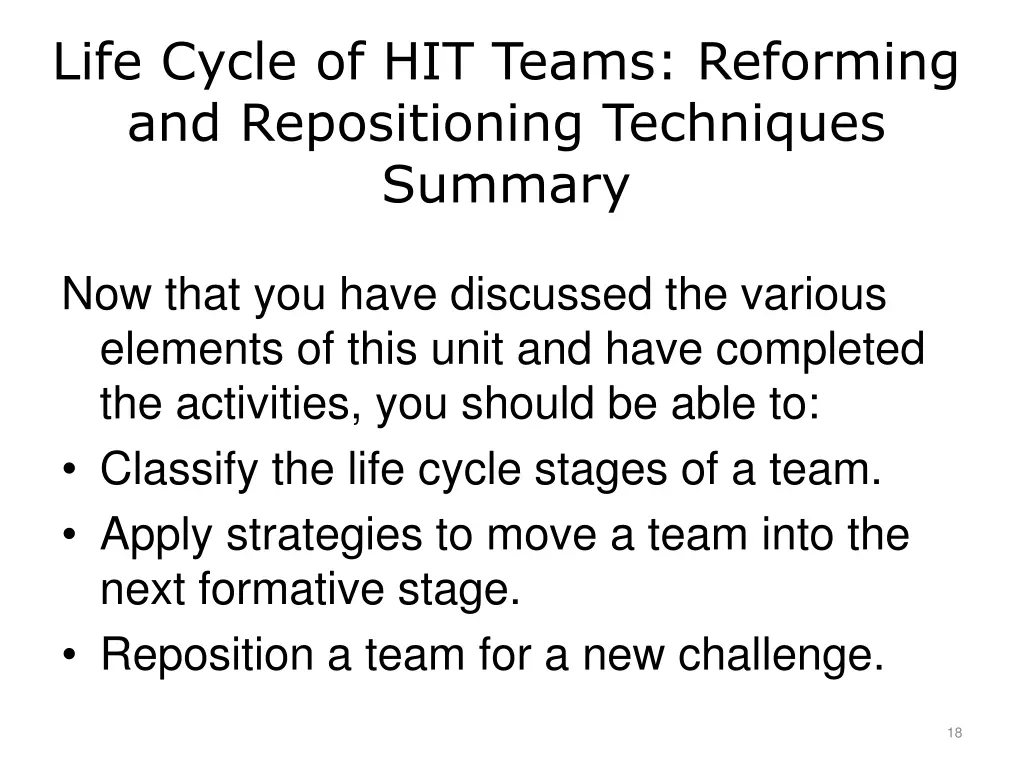 life cycle of hit teams reforming 1