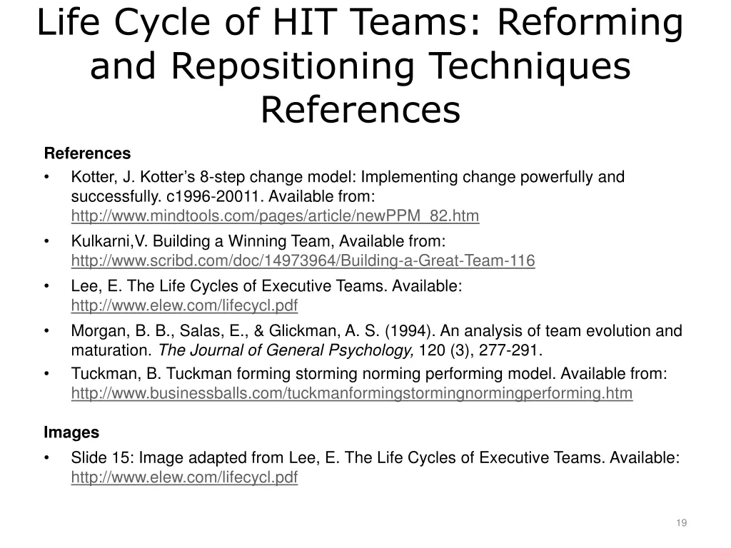 life cycle of hit teams reforming 2