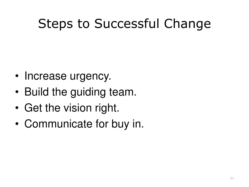 steps to successful change