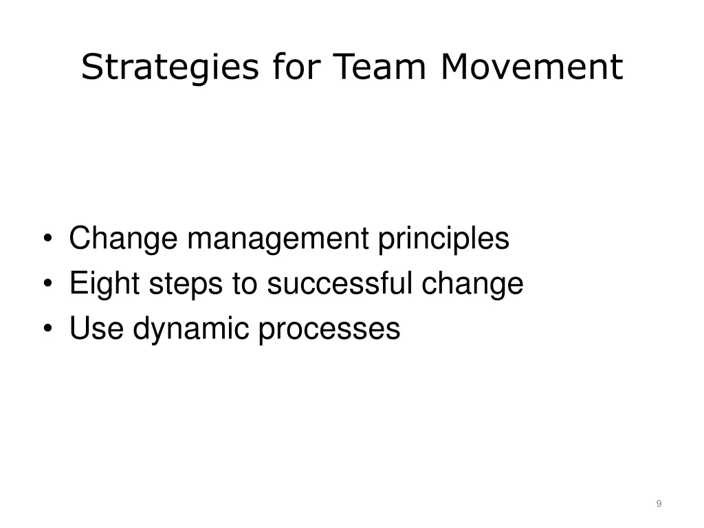 strategies for team movement
