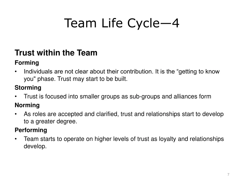 team life cycle 4
