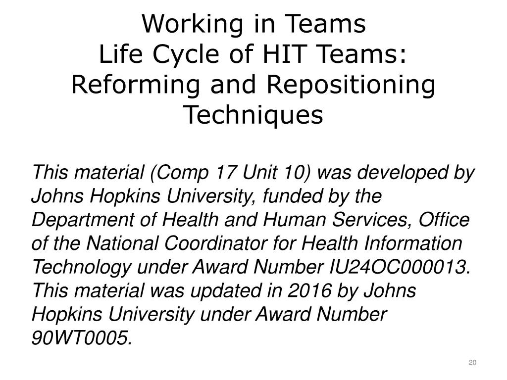 working in teams life cycle of hit teams