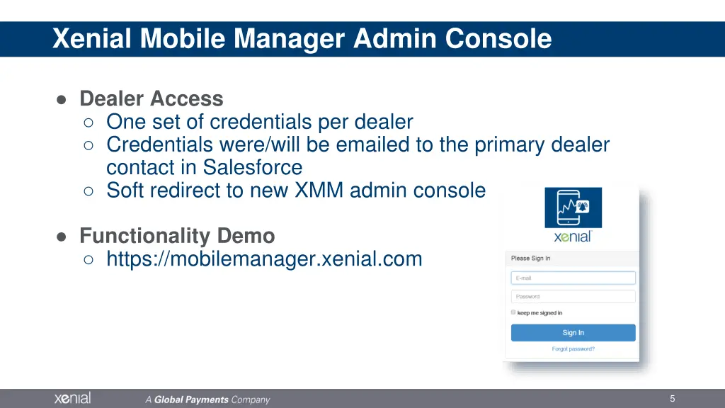 xenial mobile manager admin console