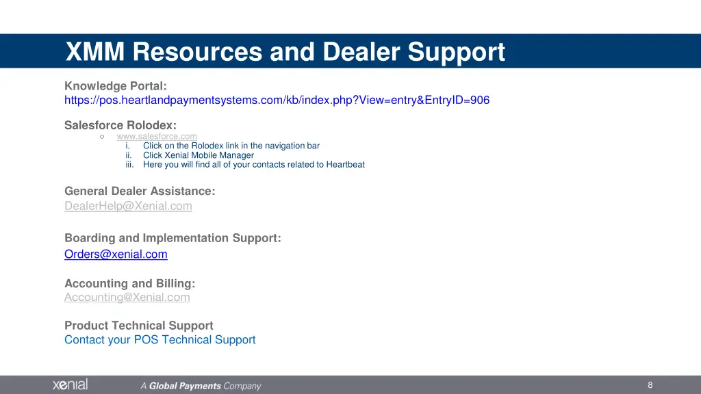 xmm resources and dealer support