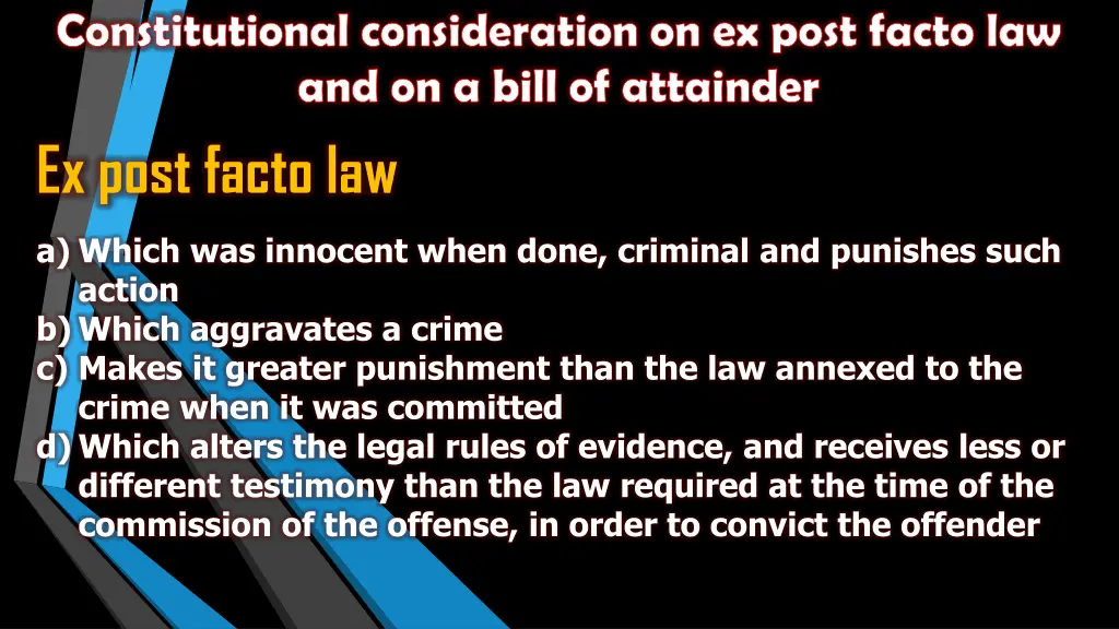 constitutional consideration on ex post facto