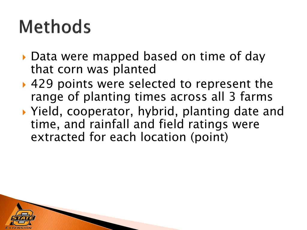 data were mapped based on time of day that corn