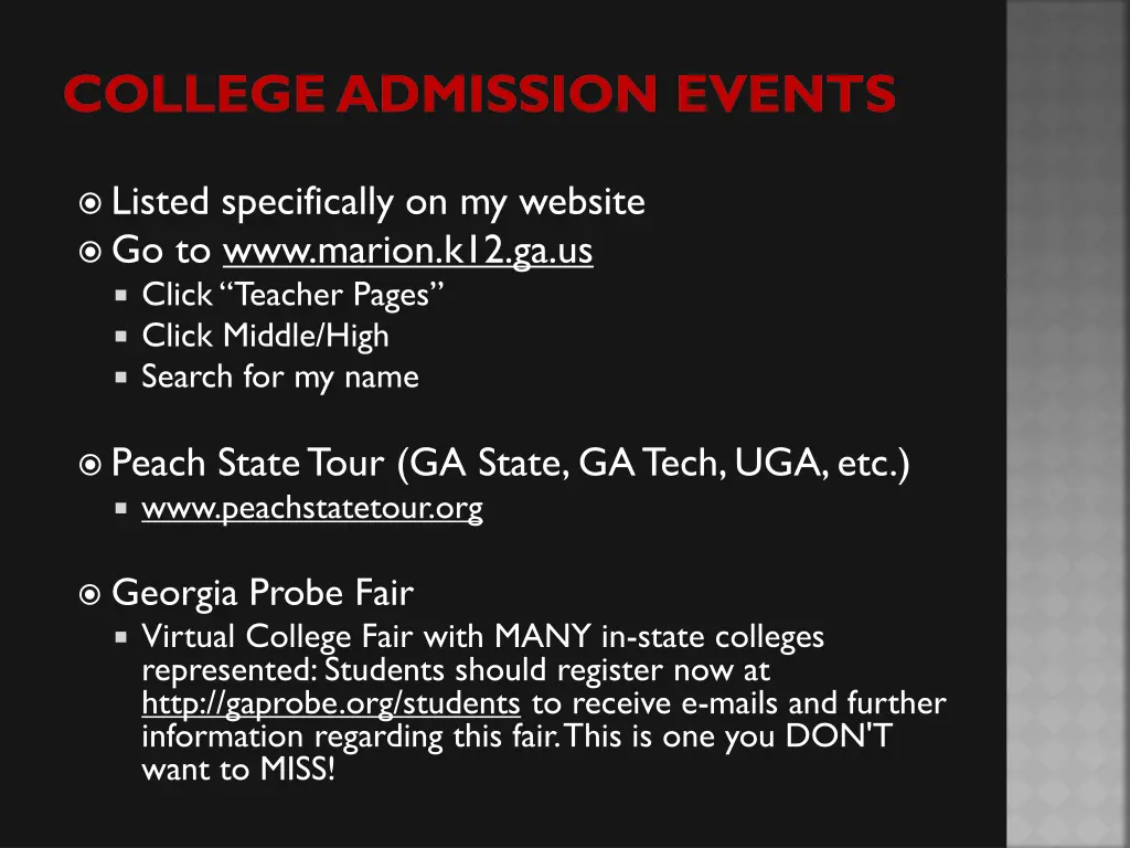 college admission events