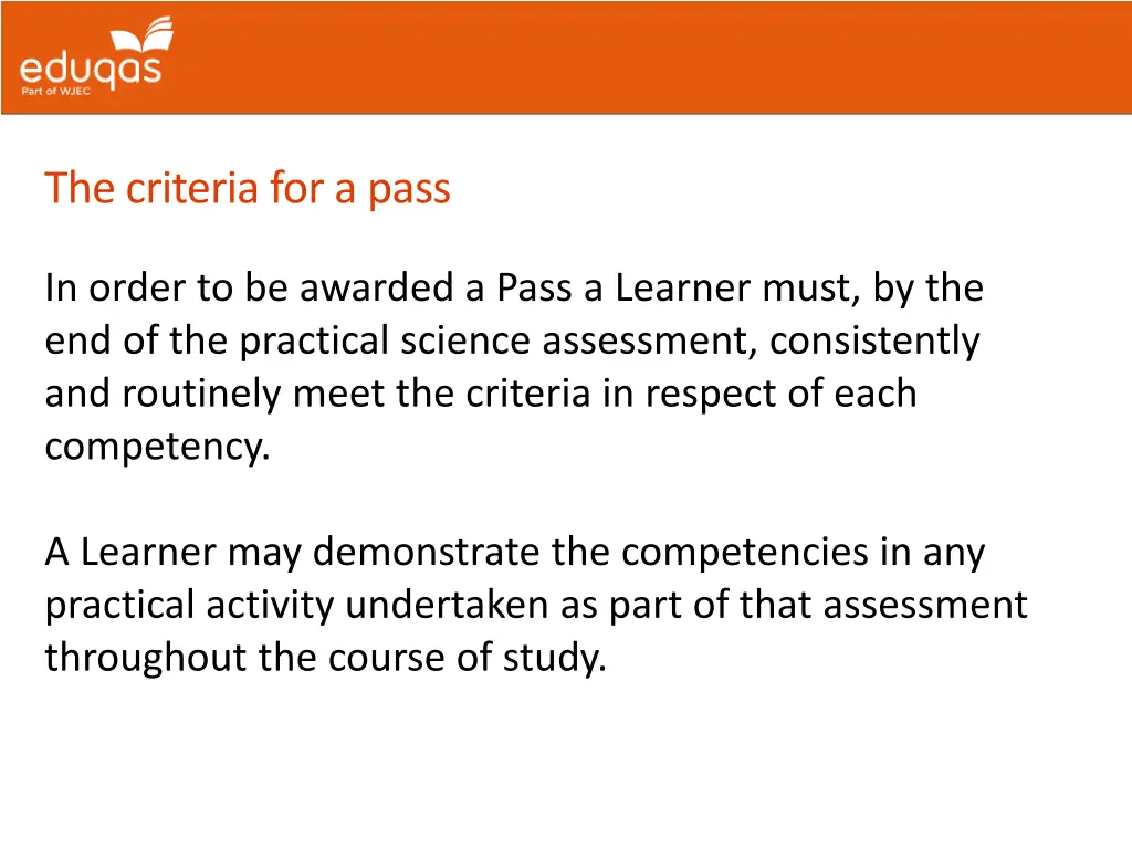 the criteria for a pass