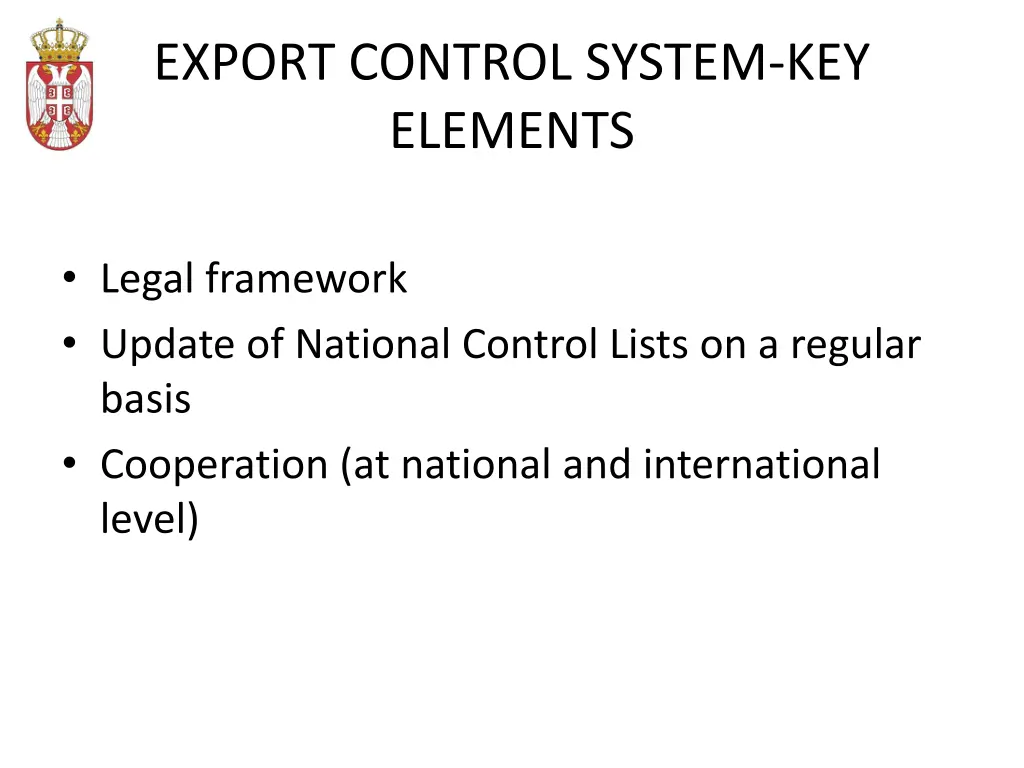 export control system key elements