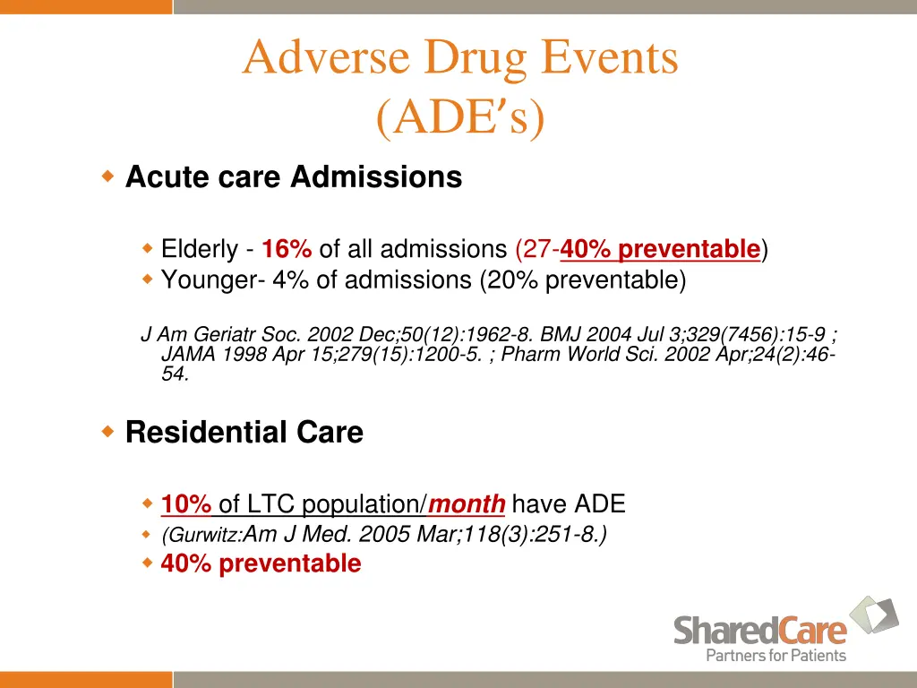 adverse drug events ade s acute care admissions