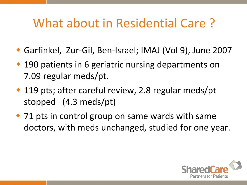 what about in residential care