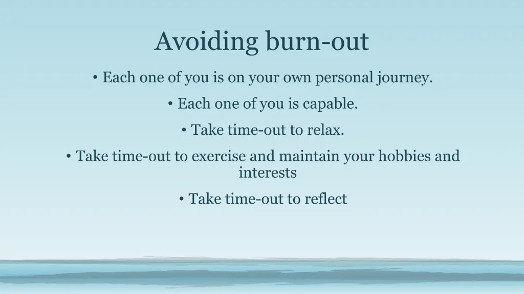 avoiding burn out