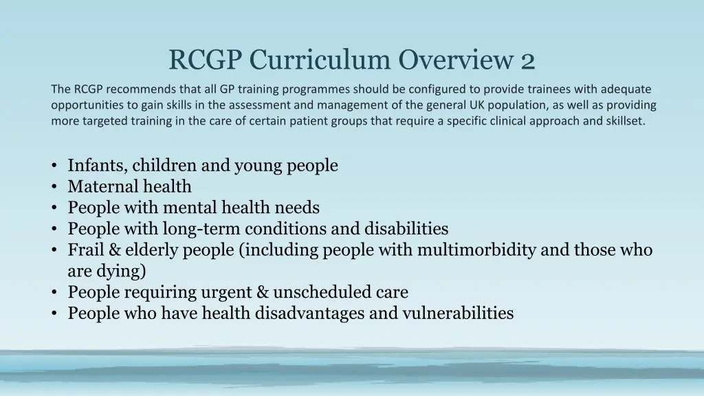 rcgp curriculum overview 2