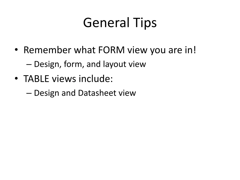 general tips