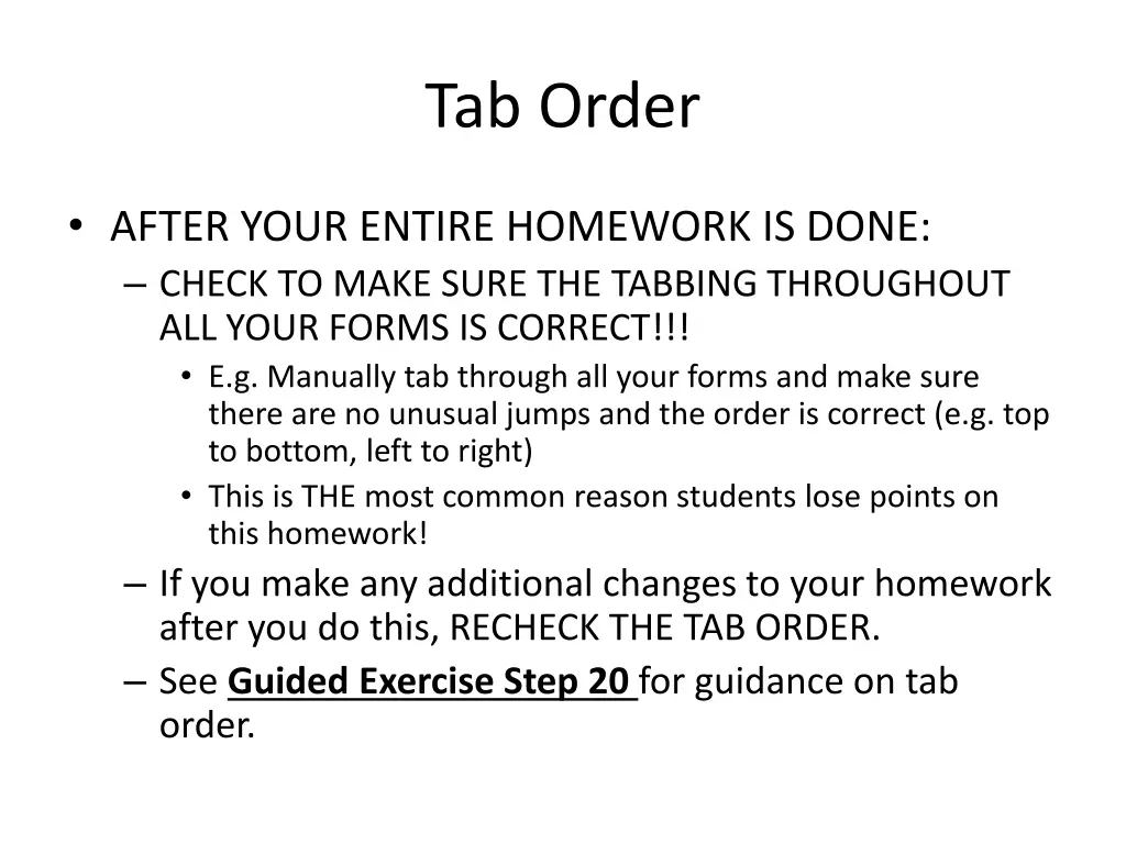 tab order