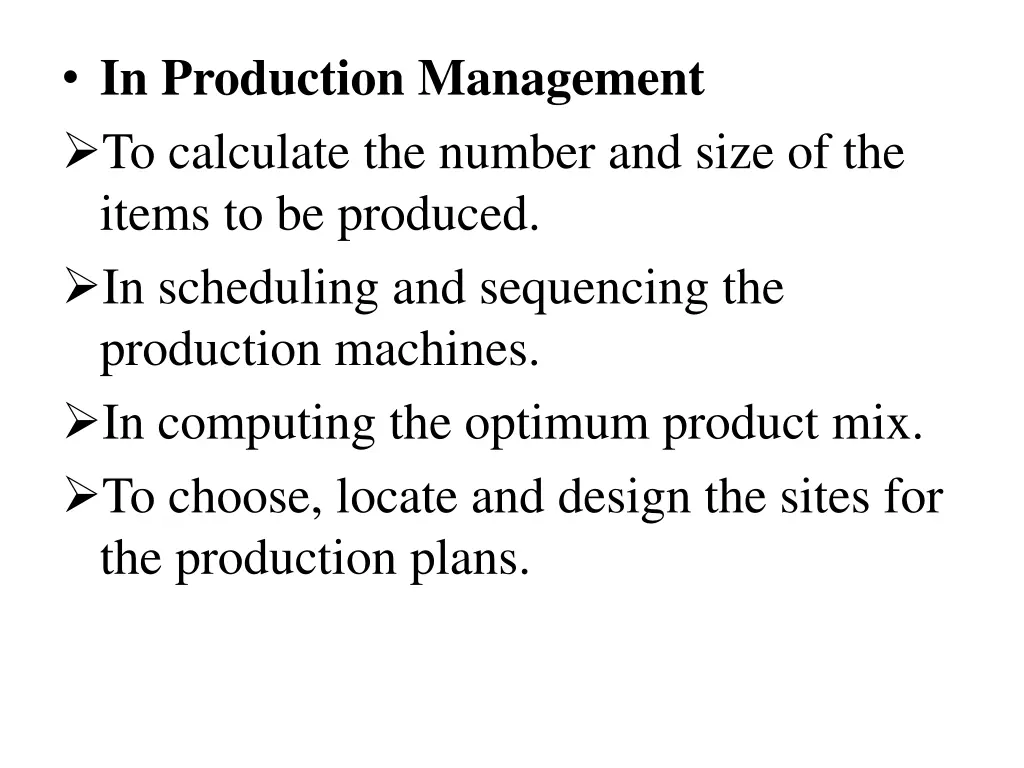 in production management to calculate the number
