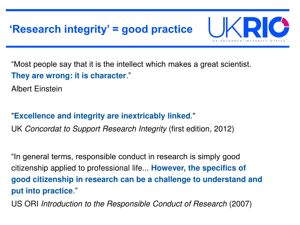 research integrity good practice