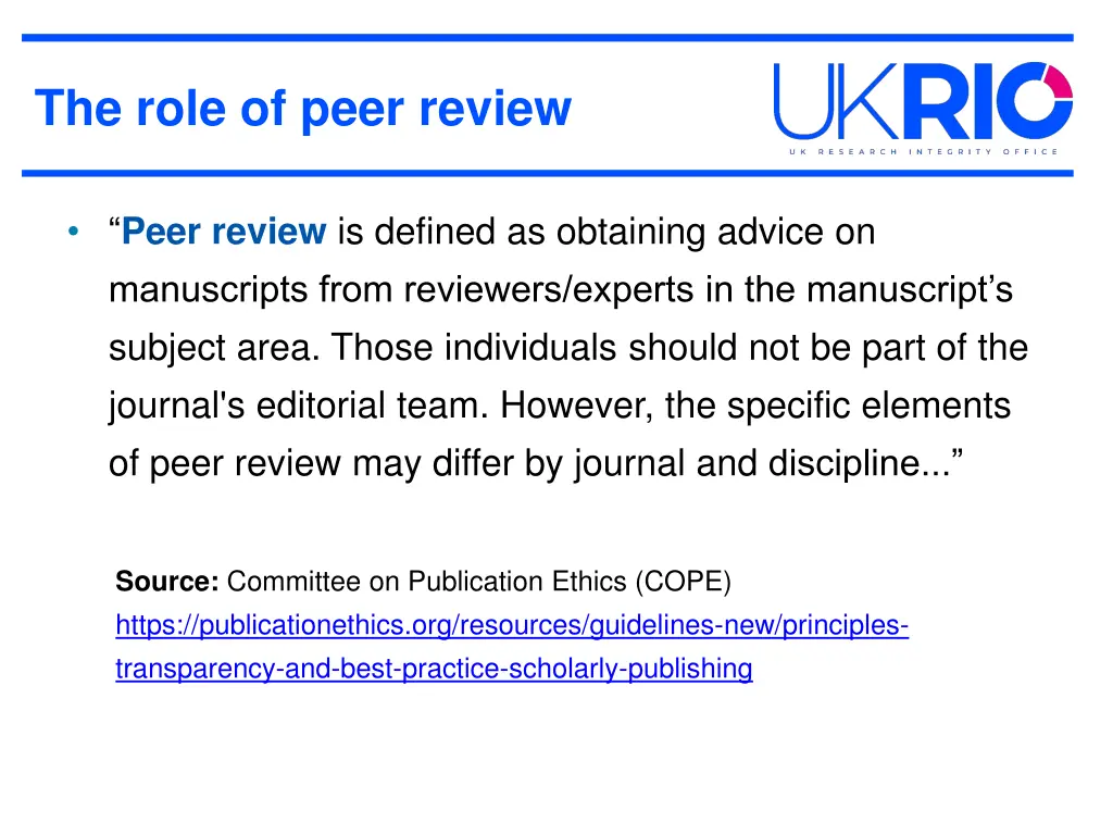 the role of peer review