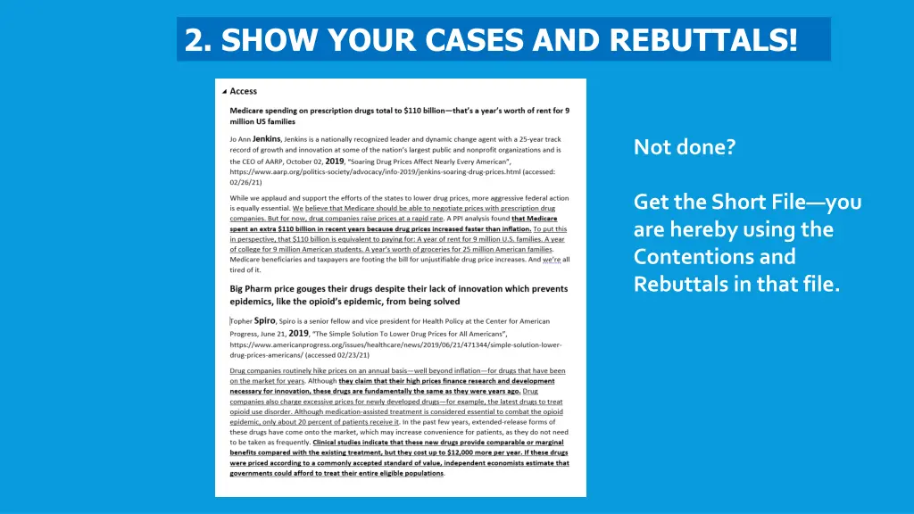 2 show your cases and rebuttals