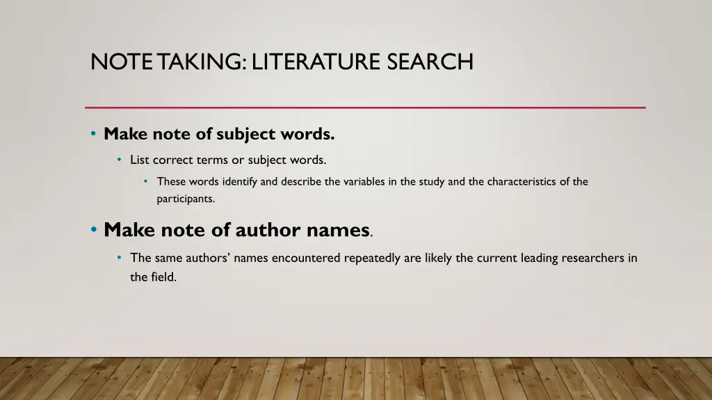note taking literature search