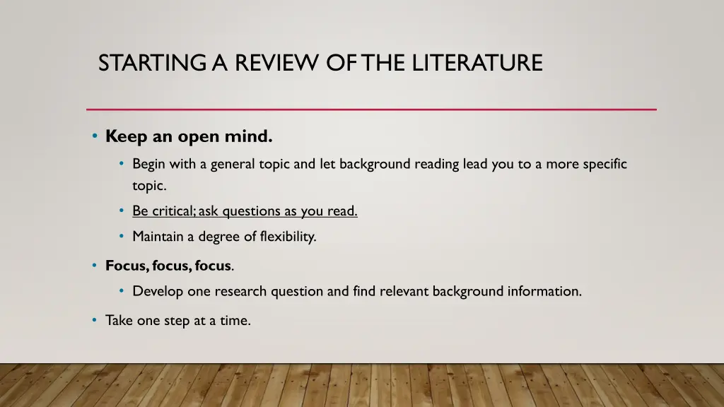 starting a review of the literature 1