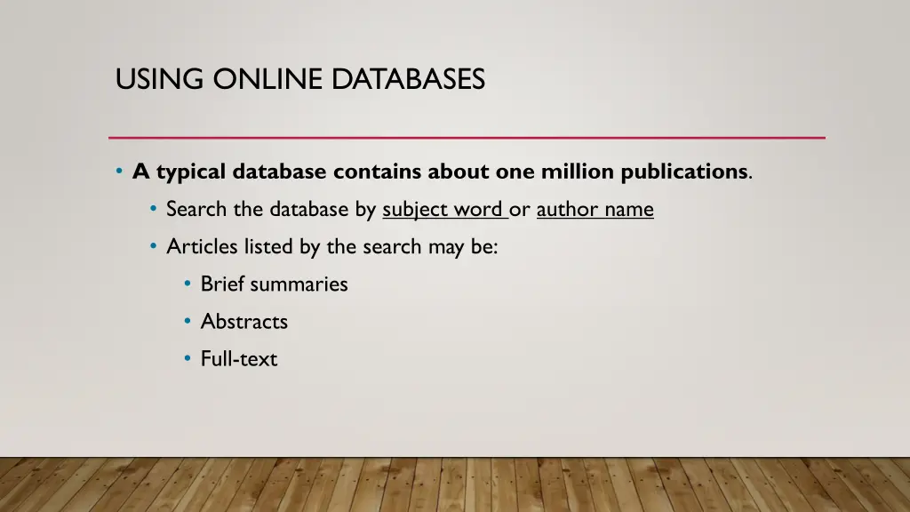 using online databases