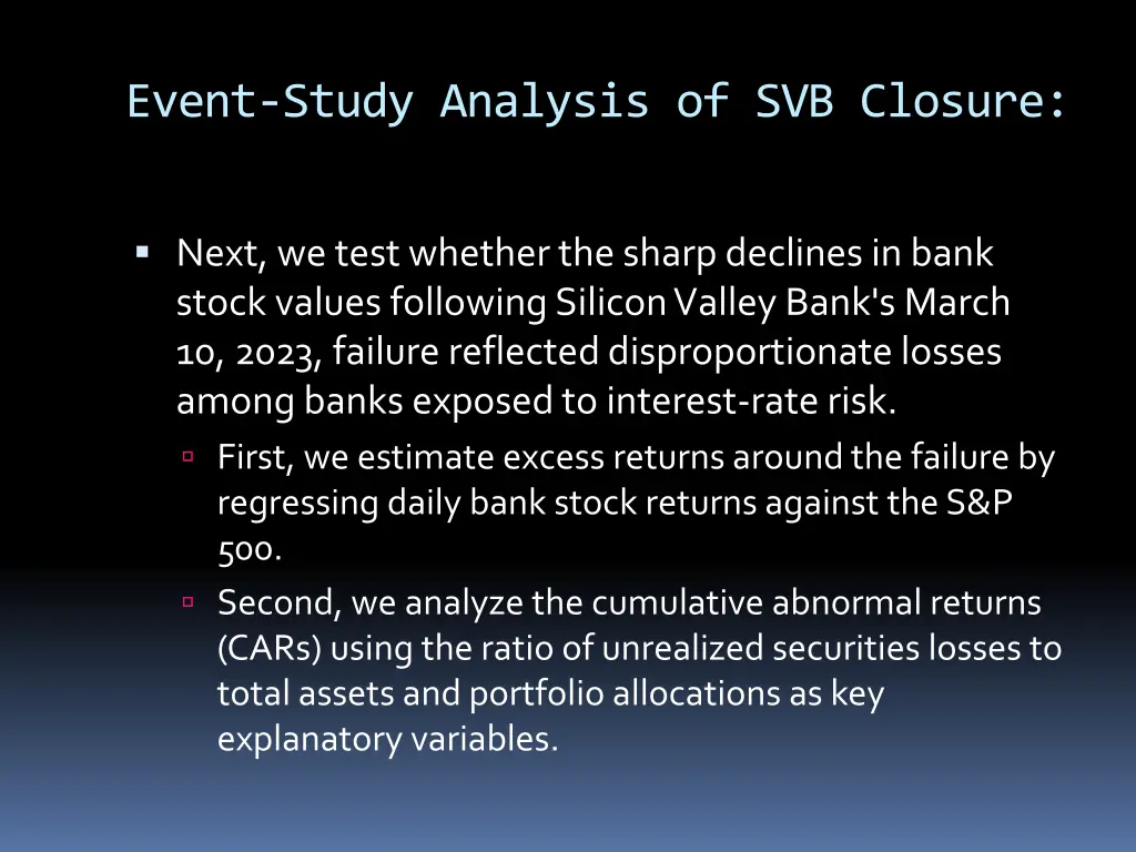 event study analysis of svb closure