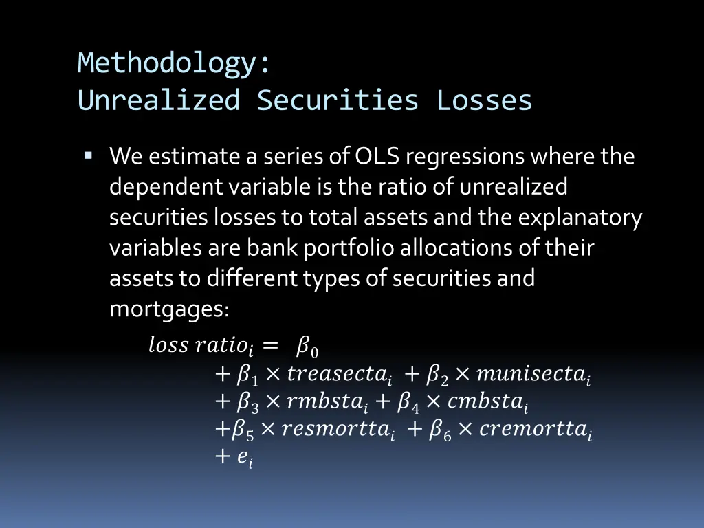 methodology unrealized securities losses