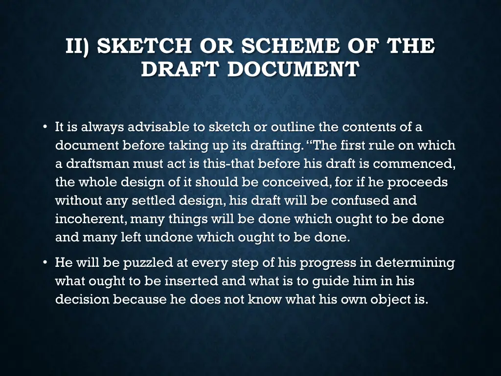 ii sketch or scheme of the draft document