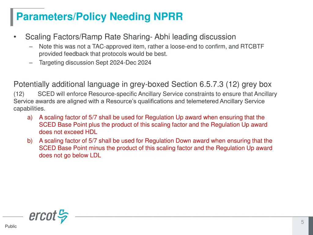 parameters policy needing nprr 2
