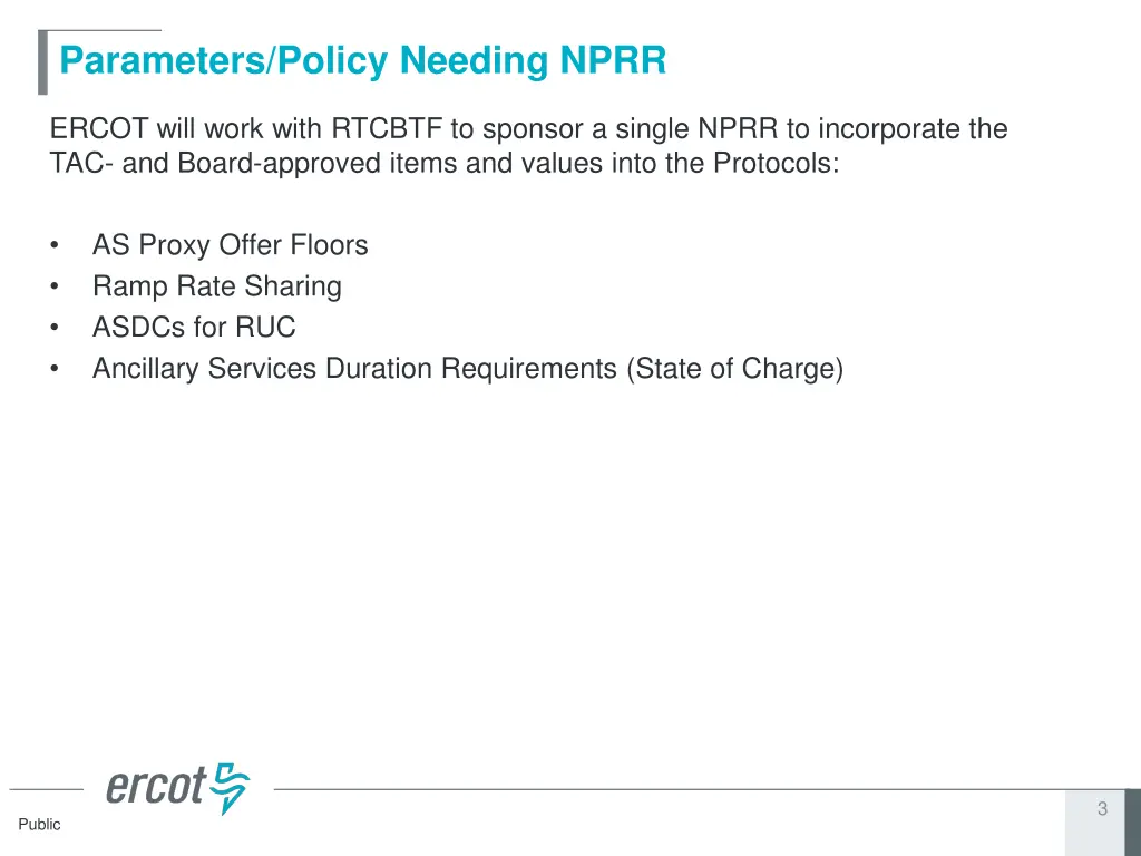 parameters policy needing nprr