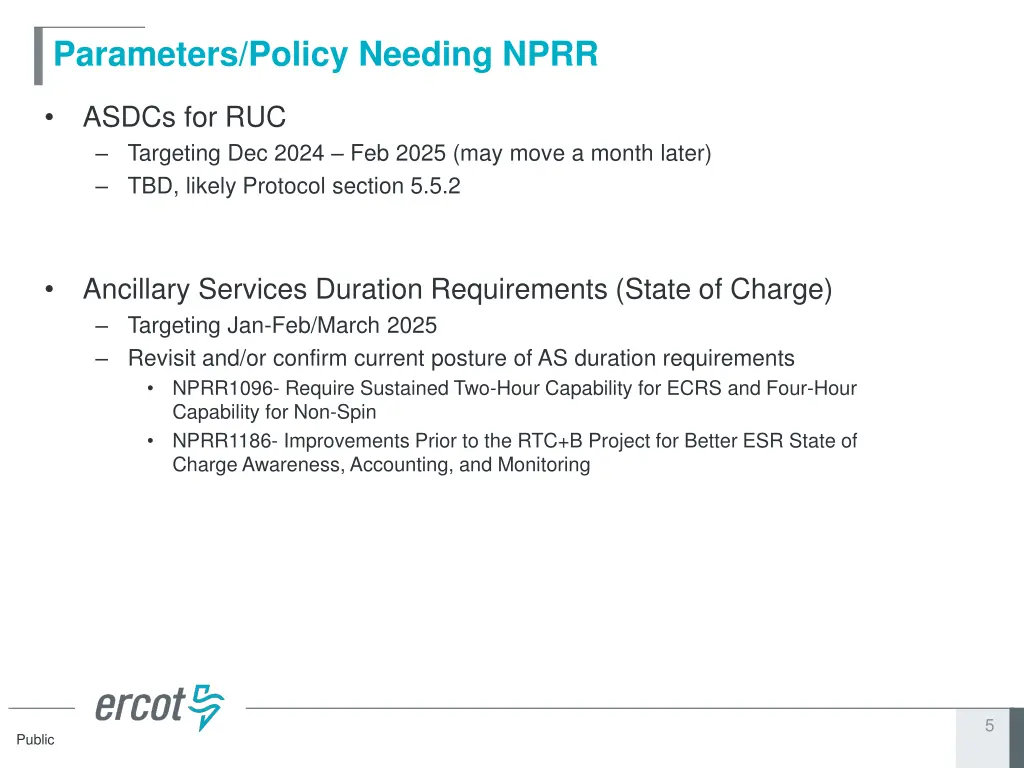 parameters policy needing nprr 3