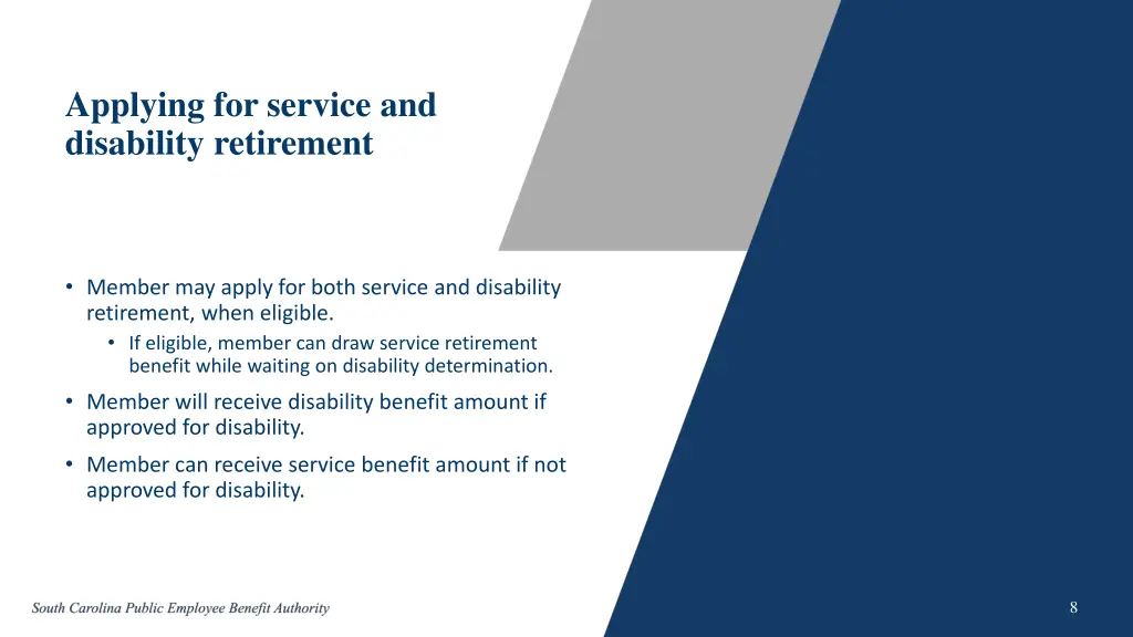 applying for service and disability retirement