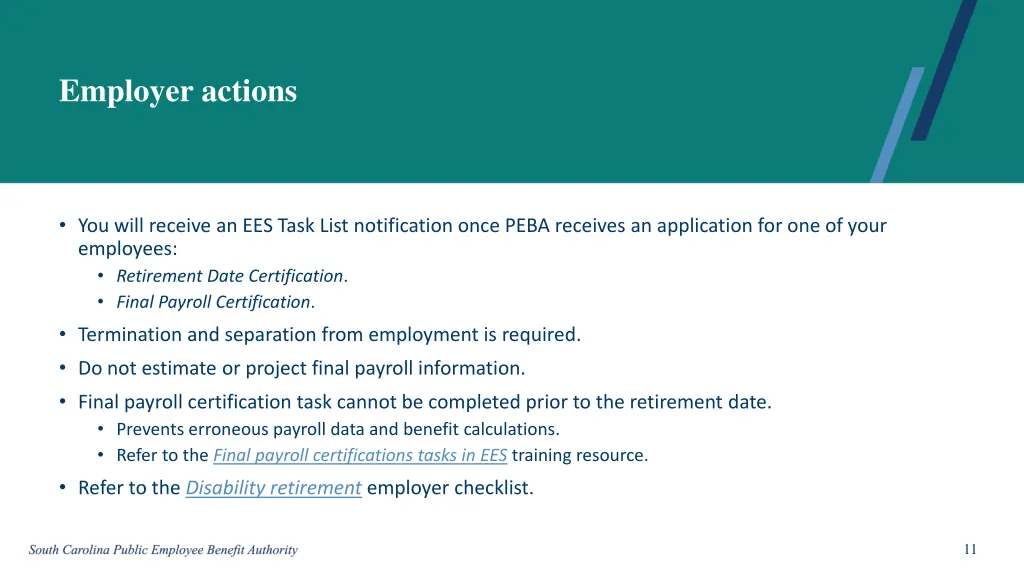 employer actions