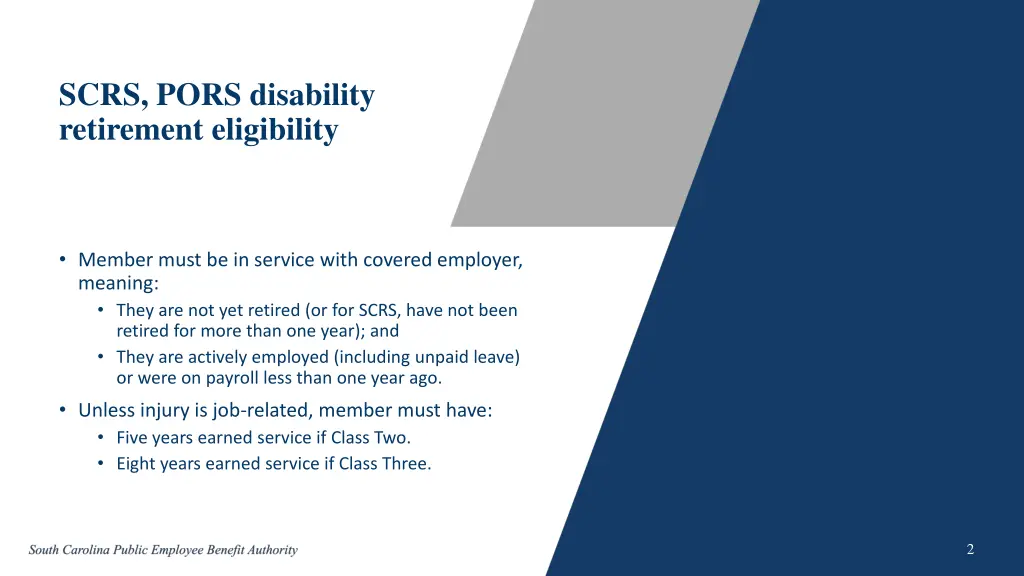 scrs pors disability retirement eligibility