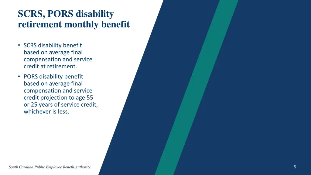 scrs pors disability retirement monthly benefit