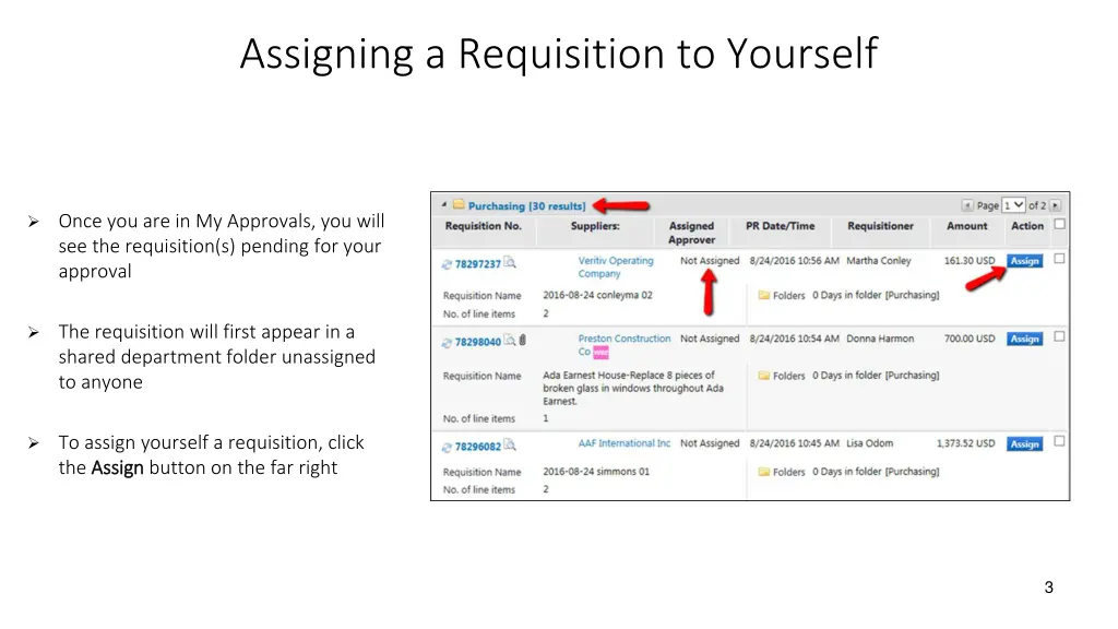 assigning a requisition to yourself