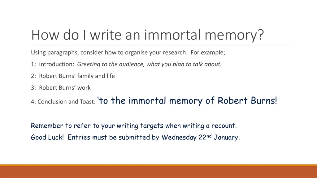 how do i write an immortal memory