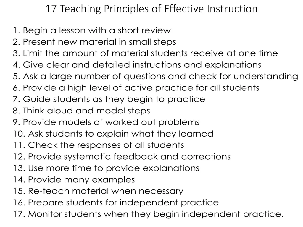 17 teaching principles of effective instruction