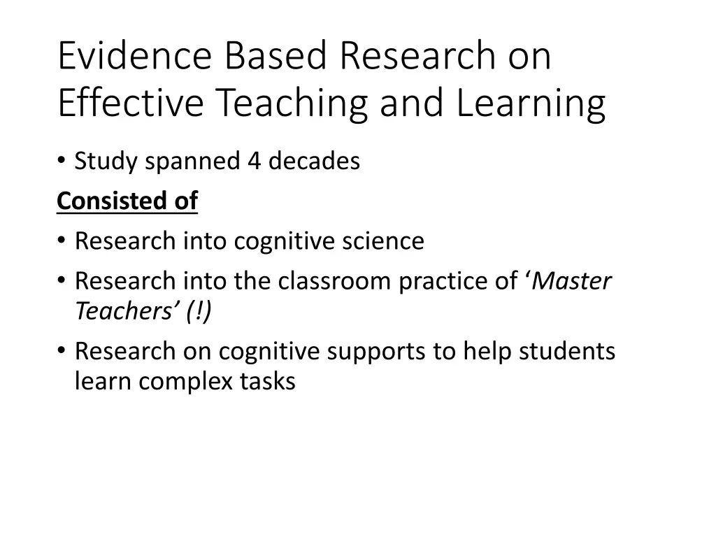 evidence based research on effective teaching