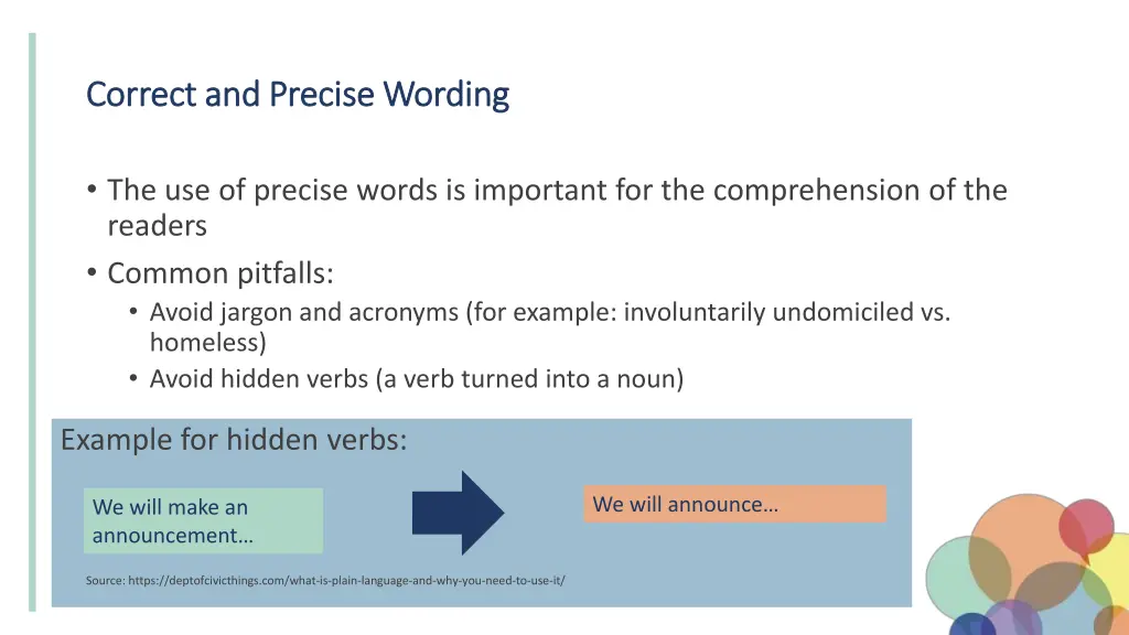correct and correct and precise wording precise